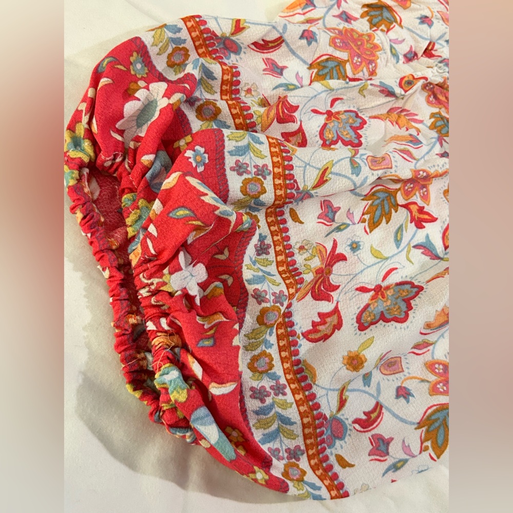 NWT Rachel Zoe Orange Cream Floral Boho Bohemian Tunic w Sailor Collar sz 2X - Picture 11 of 14
